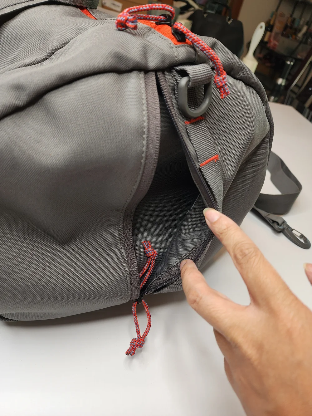 REI gray duffel